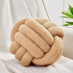 Uvvyui Knot Pillow Ball, Soft Home Decorative Pillows, Round Throw Pillow, Handmade Knotted Plush Pillow, Round Boucle Pillow Cushion (8.6 Inches Khaki)