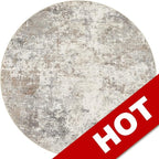 UERMEI 6ft Round Area Rug Living Room Rugs - 6x6 Washable Neutral Modern Abstract Soft Thin Rug Indoor Floor No Slip Rug Carpet for Bedroom Under Dining Table Home Office Decor - Brown Grey
