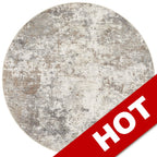UERMEI 6ft Round Area Rug Living Room Rugs - 6x6 Washable Neutral Modern Abstract Soft Thin Rug Indoor Floor No Slip Rug Carpet for Bedroom Under Dining Table Home Office Decor - Brown Grey