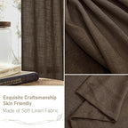 LAMIT Brown Linen Curtains for Living Room 84 inch Length 2 Panels