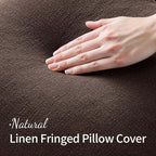 MIULEE Linen Fringe Decorative Fall Throw Pillow Covers Dark Brown 20x20