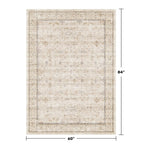 Washable Ivory 5x7 Rug for Bedroom, Home Office, Non Slip Dinning Rugs for Under Table, Low Pile Neutral Farmhouse Retro Living Room Carpet