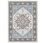 OPPODREAM Soft Area Rugs 4x6, Persian-Inspired Washable Rug, Grey & Yellow