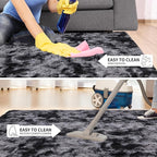 Tepook Area Rugs 9x12 for Living Room, Super Soft Fluffy Rugs for Bedroom, Modern Shaggy Rug Fuzzy Carpets for Kids, Plush Indoor Nursery Home Decor Rug with Non-Slip Bottom, Tie-Dyed Dark Grey