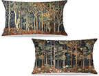 Rustic William Morris Inspired Autumn Forest Pillow Covers 12x20 Set of 2,Vintage Botanical Nature Landscape Decorative Throw Pillow Covers for Home Bedroom Living Room,Fall Home Room Decor