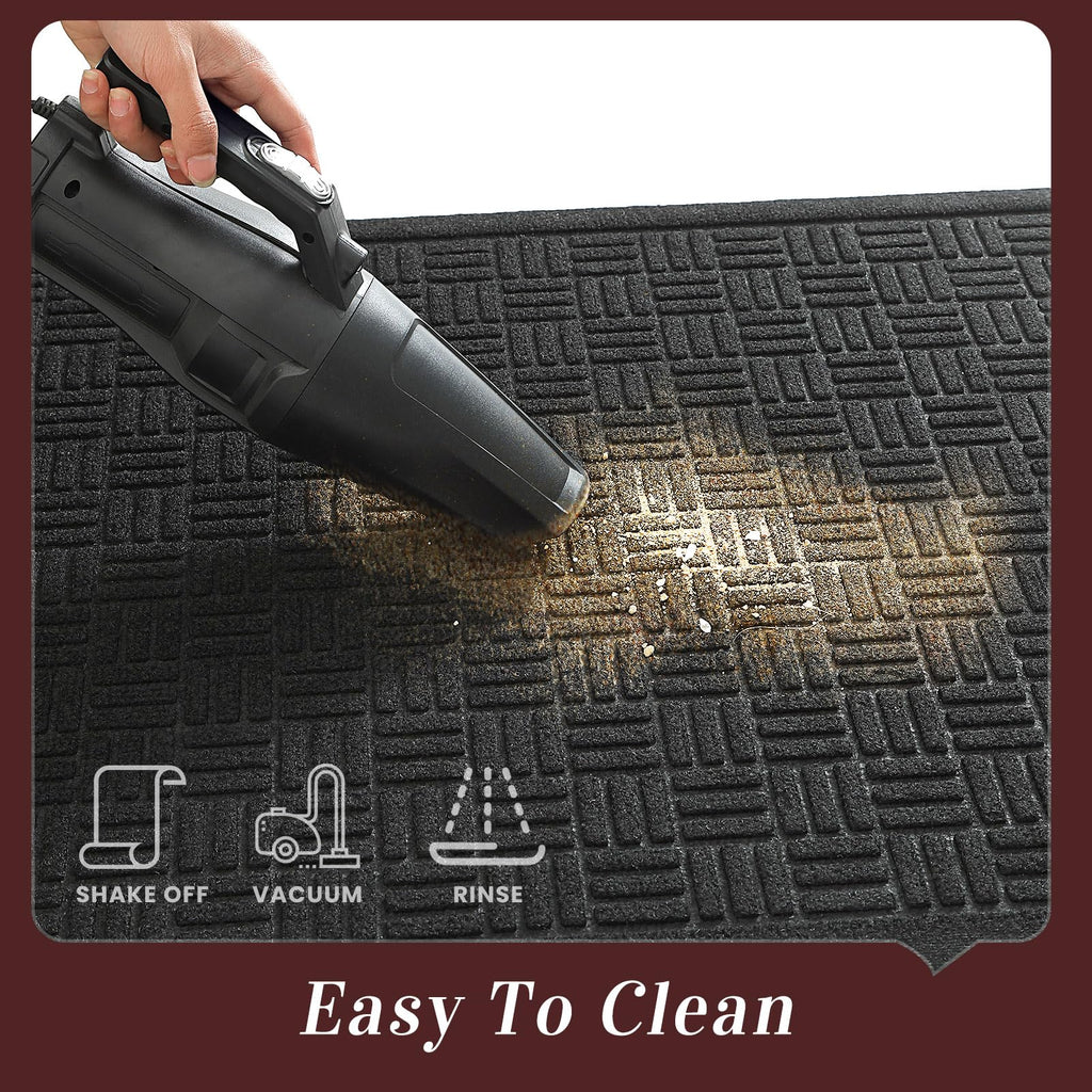 Mibao Front Door Mat Outdoor Entrance, 61.5" x 36" Heavy Duty Welcome Mat, Waterproof Dirt Trapper Doormat, Super Absorbent Indoor Entryway Mat for Patio & Porch - Black