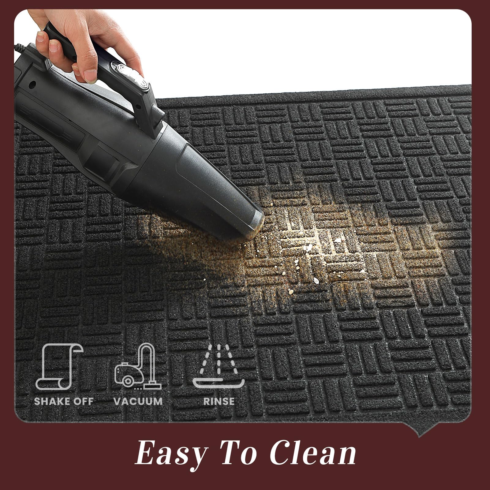 Mibao Front Door Mat Outdoor Entrance, 61.5" x 36" Heavy Duty Welcome Mat, Waterproof Dirt Trapper Doormat, Super Absorbent Indoor Entryway Mat for Patio & Porch - Black