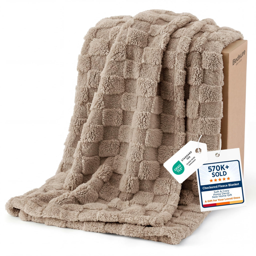 Bedsure Checkered Soft Cozy Twin XL Blanket for Bed, Ashley Blue, 66"×90"