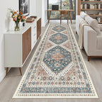 Madane Hallway Runner Rug 3x10 Washable Kitchen Runners 10ft, Navy Blue