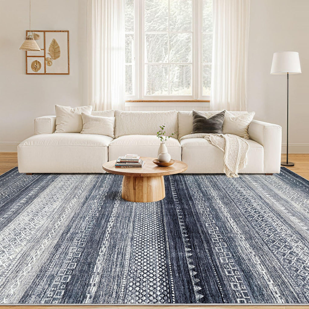 Nakagishi Boho 8x10 Area Rug Living Room Rugs Machine Washable Blue
