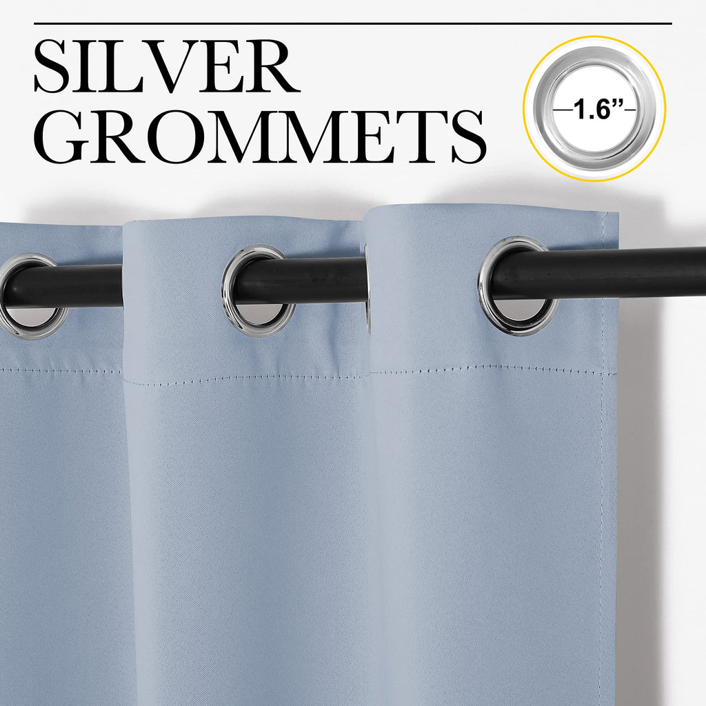 NICETOWN Bedroom Curtains Blackout Drapery Panels, 2 Panels, 42 x 54 Inch, Vintage Blue, 3 Pass Microfiber Thermal Insulated Solid Ring Top Blackout Window Curtains/Drapes