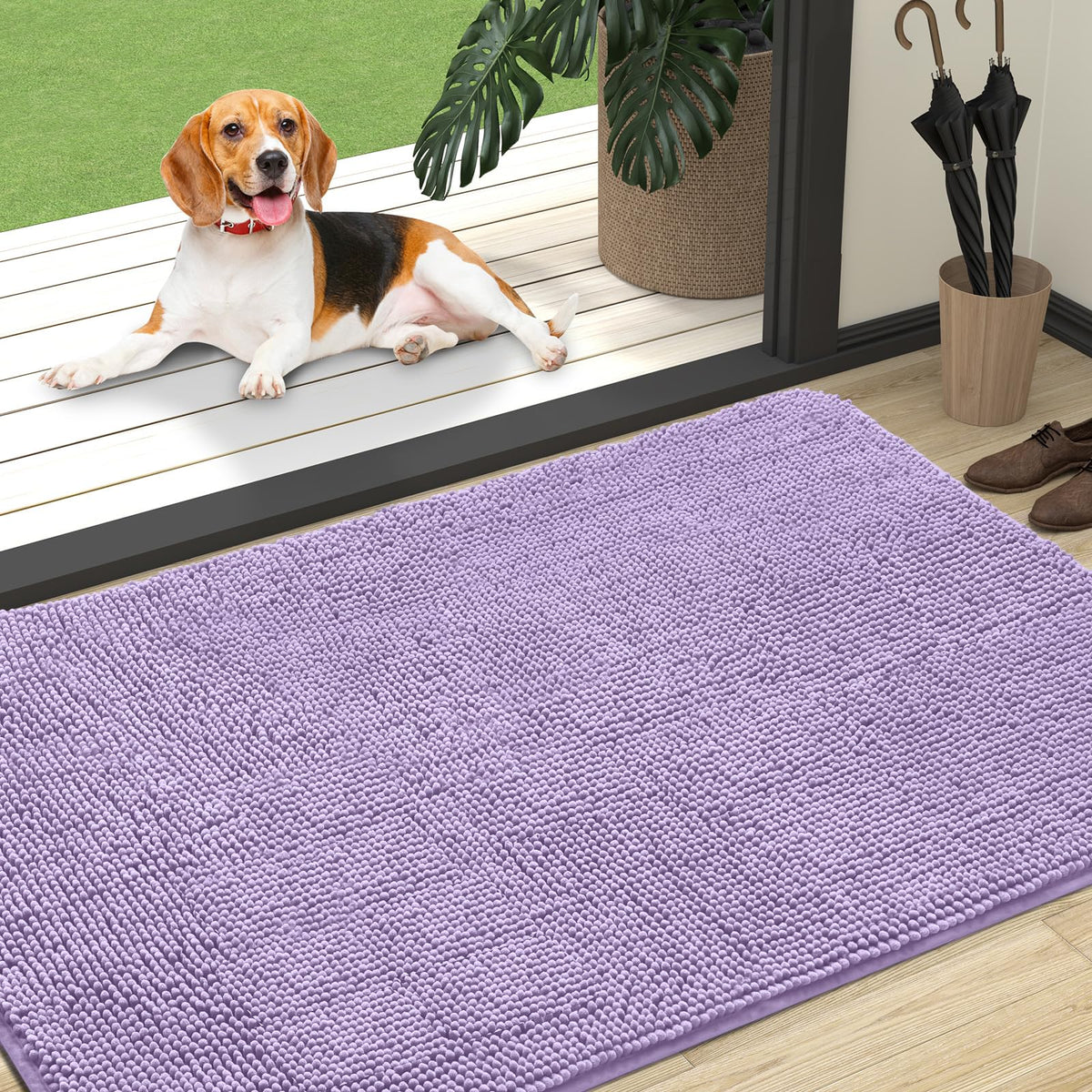 OLANLY Dog Door Mat for Muddy Paws 47x32, Super Absorbent Chenille Mud Mat