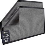 Sierra Concepts Front Door Mat Welcome Floor Mats - Entryway Indoor Outdoor Entrance Doormat, Patio, Porch, Muddy Shoe, Inside Outside Low Profile, Large 36x24 inches, 2-Pack Gray