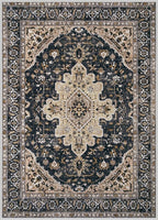 Area Rugs 6x9 Vintage Rug: Washable Living Room Rug Retro Medallion Distressed Large Soft Low Pile Non-Slip Indoor Floor Carpet for Bedroom Kitchen Nursery Dining Table Office (BeigeBlack, 6'x9')