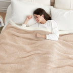 Snuggle Sac Queen Size Bedding Blankets, Super Soft Warm Oversized Bed Blankets Cozy Knit Fuzzy Blankets for Bed, Heather Beige, 90x90 inches