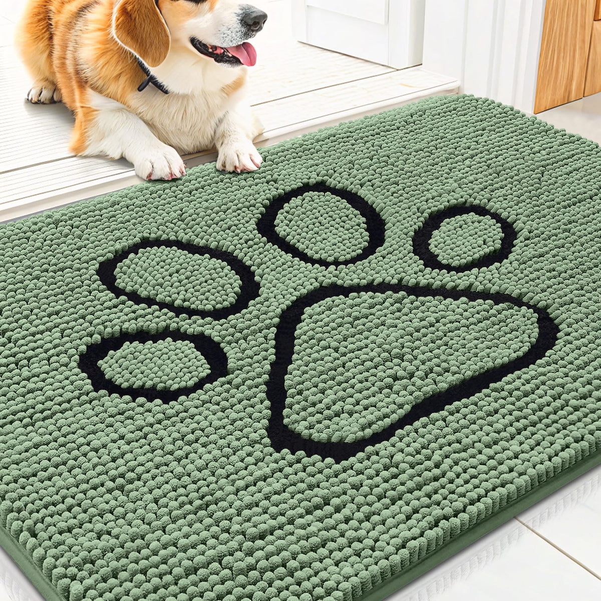 Smiry Dog Door Mat for Muddy Paws, Absorbent Non Slip Dirt Trapper, 30x20