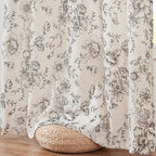 jinchan Pinch Pleated Curtains Floral Linen Blend Curtains for Living Room 96 Inches Length Black Peony Flower Printed Curtain Rod Pocket Back Tab Farmhouse Pinch Pleat Drapes with Hooks Set 2 Panels
