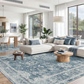 Madane 6x9 Area Rugs for Living Room, Washable Soft Rug Blue