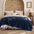 Bedsure 3D Fleece Bubble Blanket - GentleSoft Blue King Blanket for Bed Sofa Room Decor - Luxury Soft Cozy Gifts for Kids Girls, Lightweight, All Seasons, Navy Blue, 108"×90"