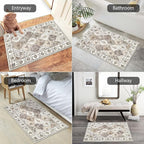 HEBE Washable Area Rug - 2'x3' Non Slip Soft Distressed Medallion Bedroom Boho Living Room Accent Throw Vintage Entry Floor Carpet for Dining Room Bathroom Entryway