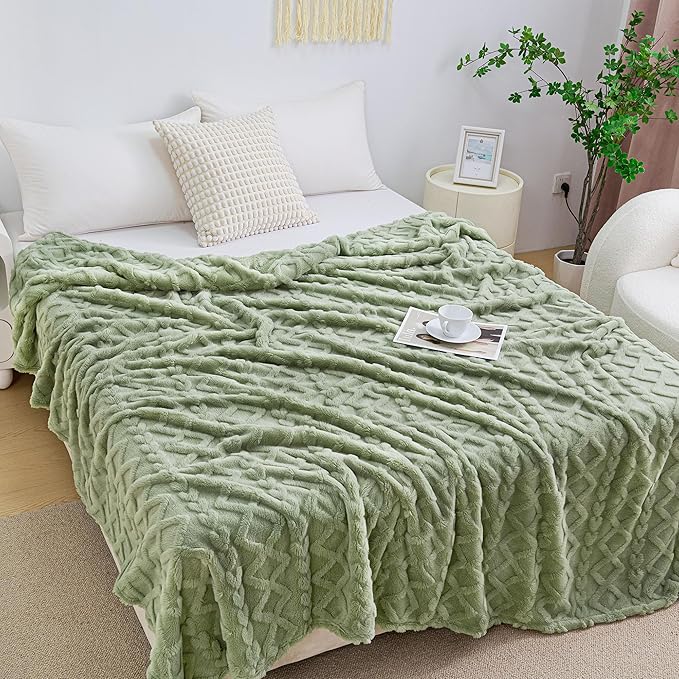 Aganear Fleece Throw Blanket for Couch Sofa 60"x80" Sage Green