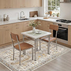 Madane Area Rug 4x6 Washable Rugs: Vintage Living Room Rug Soft Low Pile Non Slip Area Rugs Distressed Indoor Floor Carpet for Bedroom Kitchen Dining Room Home Decor, Brown/Gold