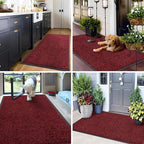 Mibao Super Absorbent Front Door Mat, 72" x 48", Non-Slip Washable Indoor Doormats, Low Profile Entryway Rug Outdoor, Dirt Resistant Welcome Mats for Front and Back Door Entrance, Red