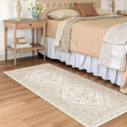 Runner Rug 2x6, Ultra-Thin Entryway Rug Non Slip Washable Rugs for Laundry Room, Runners for Hallways, Vintage Soft Rugs for Living Room, Kitchen, Bedroom(Cream/Beige,2'x6')