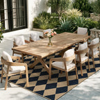 Lahome Checkered Easy Jute Outdoor Patio Rug, 8x10 Living Room Rug Washable