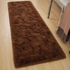 Tepook Soft Runner Rugs for Bedroom 2x6 ft with Rubber Backing, Brown Fluffy Rugs for Living Room, Shag Bedside Rug Fuzzy Plush Carpet for Room, Area Rug for Dorm Nursery Hallway Indoor Home Decor