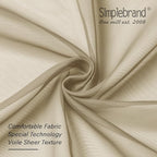 Simplebrand Taupe Sheer Curtains 84 Inches Long 2 Panels, Light Filtering Rod Pocket Solid Color Kakhi Taupe Brown Elegant Window Sheer Curtains & Drapes for Living Room, Bedroom (42" W x 84" L)