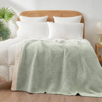 Snuggle Sac Heather Throw Blanket for Couch, Reversible Super Soft Blankets Warm Cozy Knit Fuzzy Plush Lightweight for Sofa, Bed, Camping, Picnic (Sage Green, Twin (60"x80"))