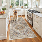 Madane Washable Runner Rug 3x6 Runners for Hallways Non Slip, Turmeric/Grey