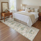 Madane Runner Rug 2x8, Washable Hallway Runner Rugs, Non-Slip Low-Pile Soft Kitchen Rug Runner Laundry Room Rug, Vintage Throw Entry Foyer Mat for Entrance Living Room (Green, 2 x 8)