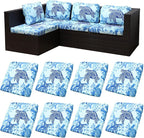 8Pcs Stretch Patio Cushion Covers,Outdoor Couch Covers Replacement,Outdoor Couch & Sofa Slipcovers,for Patio Furniture Cushion Covers,Washable Reusable Furniture Protector (Sea Turtle,Cover Only)
