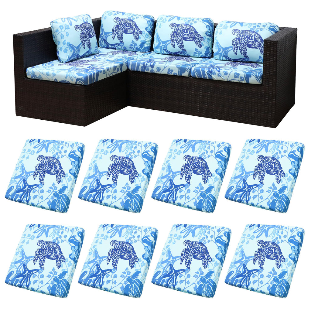 8 Piece Outdoor Cushion Covers, Patio Sofa Cushion Covers, Stretch Fit