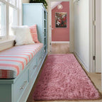 ONASAR Blush Runner Rugs for Bedroom Living Room, Fluffy 2x6 Bedside Hallway Area Rug, Ultra Soft Plush Furry Faux Fur Non Slip Floor Carpet for Nursery Kids Dorm Closet Home Decor Aesthetic
