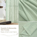 LAMIT Linen Curtains 48 Inch Length Semi Sheer Light Filtering 2 Panels