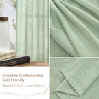 LAMIT Semi Sheer Linen Curtains 63 Inch for Living Room 52 x 63 Inch