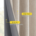 NICETOWN Farmhouse Style Keep Warm Large Window Draperies 108 inches Length with Thermal Insulated Liners, 2 Panels, 52" W, Full Blackout Oatmeal Linen Curtains for Sliding Glass Door
