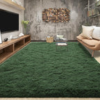 Tepook Soft Fluffy Rugs for Living Room, 5x8 Shaggy Area Rug for Bedroom, Modern Shag Rug Fuzzy Carpets for Kids, Plush Indoor Nursery Home Decor Rug with Non-Slip Bottom, Dark Green