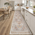 3x16 Runner Rug for Hallway, Non-Slip Long Kitchen Mats for Floor, Vintage Washable Rug for Entryway, Soft Hallway Runner for Dining Room, Bedroom, Living Room(Orange,3'x16')