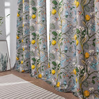 Topfinel Gray Patterned Curtains 96 Inch Long for Living Room, Bedroom Blackout Elegant Vintage Botanical Floral Hummingbird Drapes Grommet Window Treatments for Sliding Door 2 Panel 96 Inch Length