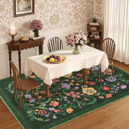 GarveeHome Washable Rug 3x5 Area Rugs for Living Room, Floral Rug for Bedroom, Soft Boho Non Slip Throw Rugs with Rubber Back, Low Pile Stain Resistant Vintage Floral Carpet for Dining Room, Green