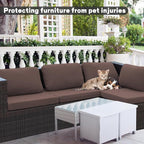 8Pcs Outdoor Cushion Covers, Patio Cushion Covers,Stretch Elastic Slipcovers, Replacement Washable & Reusable Furniture Protector for Patio Couch,Thick Jacquard Fabric(Camel, Cover Only)