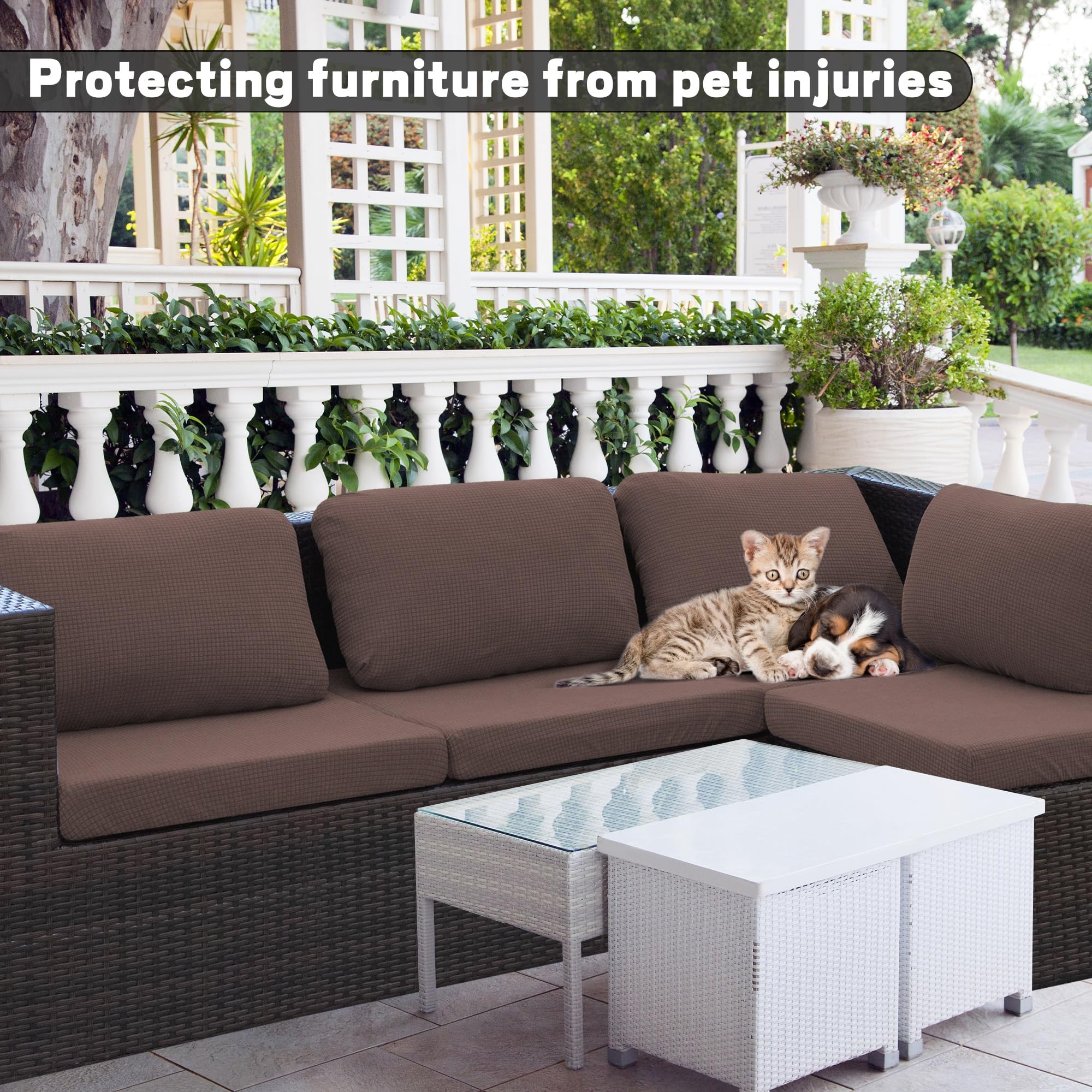 DREAHOTEXTIL 8Pcs Outdoor Cushion Covers, Elastic Patio Cushion Covers