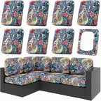 hyha 8Pcs Patio Cushion Covers, Stretch Outdoor Couch Cushion Covers Replacement, Washable Outdoor Chair/Sofa Slipcovers for Patio Furniture Cushions Protector with Elastic Bottom(Paisley,Cover Only)
