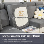 Yoovat Couch Cushion Covers for Sofa Couch Covers Wear-Resistant Universal Sofa Cover Washable Stretch for Sectional Slipcovers (Texture-Gray Blue,Chaise Cover)