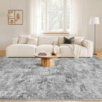 Nakagishi 8x10 Area Rugs Living Room: Washable Abstract Large Neutral Soft Rug Stain Resistant Modern Indoor Floor Non-Slip Carpet for Bedroom Nursery Kids Playroom Office Dining Room Dorm- Grey