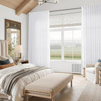 Snow White Linen Curtains 102 Inches Long for Living Room Light Filtering Semi Sheer Curtain Back Tab Luxury Neutral Modern Farmhouse Decor Floor to Ceiling Neutral Drapes for Bedroom 52x102,2 Panels